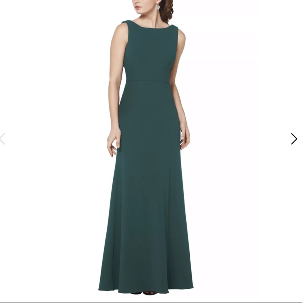 Bill Levkoff Evergreen Stretch Crepe Bateau A-line Dress